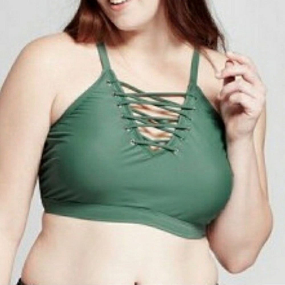 Xhilaration Olive Lace-Up Bralette
